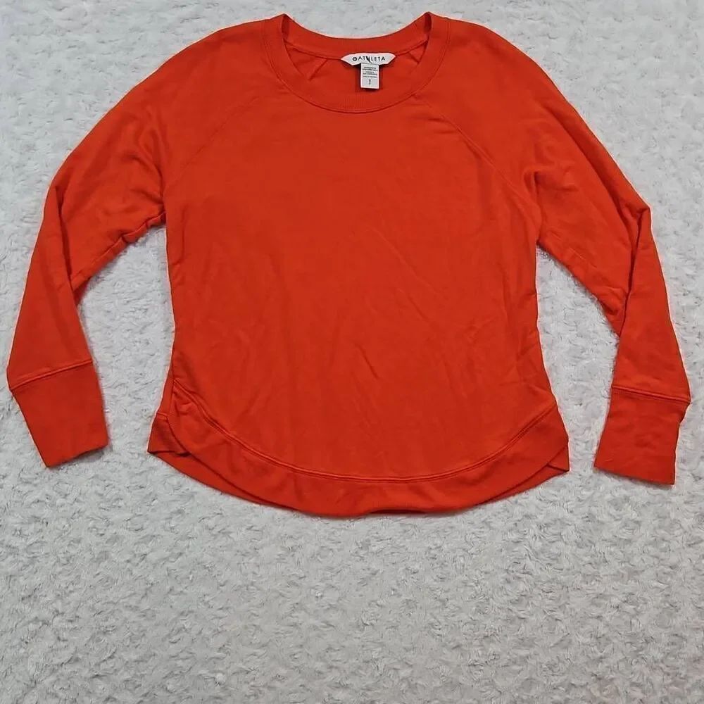 Athleta Small Mindset Sweatshirt Red Orange Womens Workout Athleisure Yoga 47275